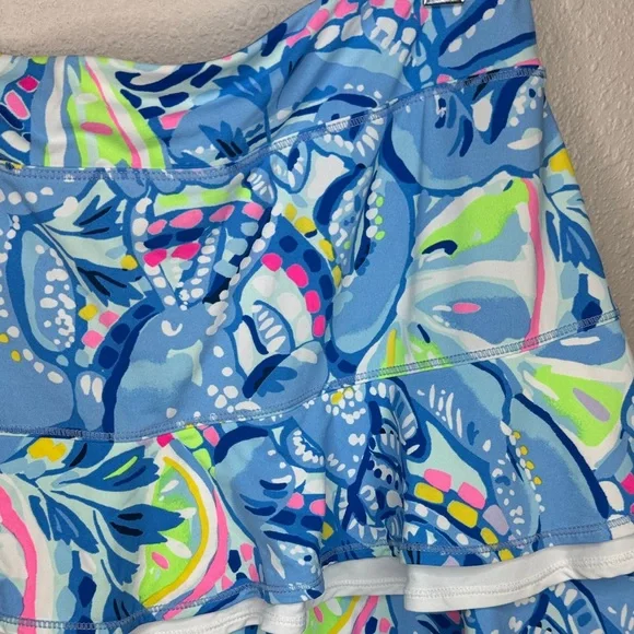 Lilly Pulitzer Medium Luxletic Zela Skort “Pinch Pinch” Blue‎ and Pink Ruffle - Picture 8 of 15